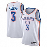 Men's Oklahoma City Thunder #3 Josh Giddey White Association Edition Stitched Basketball Jersey Dzhi,baseball caps,new era cap wholesale,wholesale hats